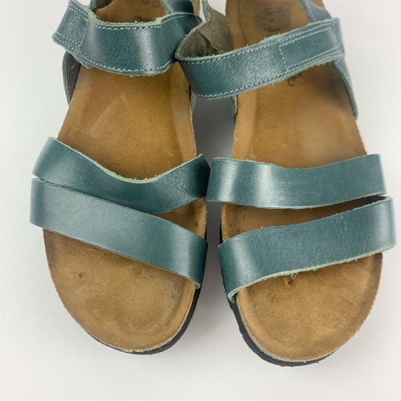 NAOT Kayla Navy Blue Leather Ankle Heel Strap Sandals 41 L10 - Picture 3 of 11